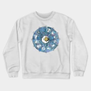 Watercolor Zentangle Zodiac Chart Crewneck Sweatshirt